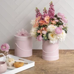 Hat Gift Box Deluxe with Handle Baby Pink (20Dx22cmH) Set 2