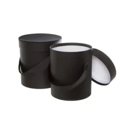 Hat Gift Box Deluxe with Handle Black (20Dx22cmH) Set 2