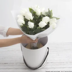 Hat Gift Box Deluxe with Handle Black (20Dx22cmH) Set 2