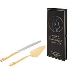 Heart Design Cake Knife Set Gold (23Wx340mmL & 73Wx275mmL)