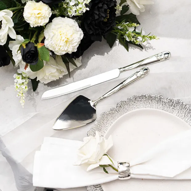 Heart Design Cake Knife Set (23Wx340mmL & 73Wx275mmL)