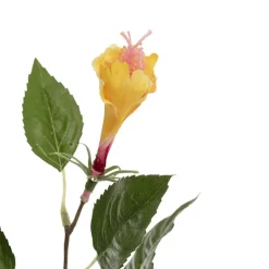 Hibiscus Flower x 2 Head Spray Yellow (11cmDx61cmH)