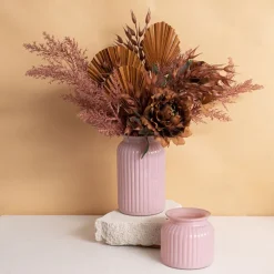 Hurricane Glass Jar Pink Small (11Dx10.5cmH)