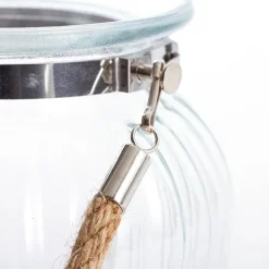 Hurricane Glass Jar with Jute Rope Clear (15Dx17cmH)