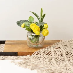 Hurricane Glass Jar with Jute Rope Clear Small (11Dx10.5cmH)