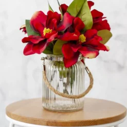 Hurricane Glass Jar with Jute Rope Clear (11Dx15cmH)