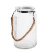 Hurricane Glass Jar with Jute Rope Clear (11Dx18.5cmH)