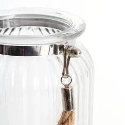 Hurricane Glass Jar with Jute Rope Clear (11Dx18.5cmH)