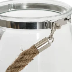 Hurricane Glass Jar with Jute Rope Clear (14Dx14.5cmH)