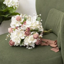 Hydrangea Spray x 5 Heads Creamy White (49cmH)