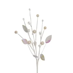 Iridescent Leaf & Acrylic Crystal Pick White (31cmH)