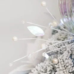 Iridescent Leaf & Acrylic Crystal Pick White (31cmH)