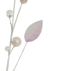 Iridescent Leaf & Acrylic Crystal Pick White (31cmH)