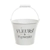 Jardinier Tin Bucket Round Handle White (16.5Dx13.5cmH)