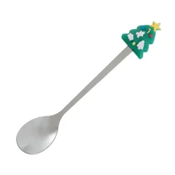 Jolly Happy Santa Ceramic Mug w Spoon Dark Green (8x14cmH)