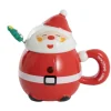 Jolly Happy Santa Ceramic Mug w Spoon Red (8x14cmH)
