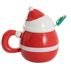 Jolly Happy Santa Ceramic Mug w Spoon Red (8x14cmH)
