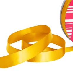 Jumbo Bulk Ribbon Single Face Satin Yellow (25mmx100m)