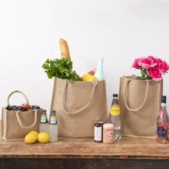 Jute Reusable Shopping Carry Bag Natural (40Wx15Gx40cmH)