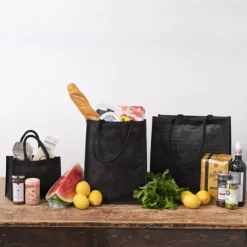 Jute Reusable Shopping Carry Bag Black (40Wx15Gx40cmH)