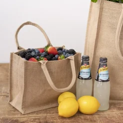 Jute Reusable Shopping Carry Bag Natural (25Wx12Gx20cmH)