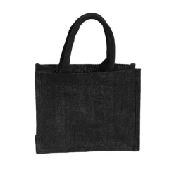 Jute Reusable Shopping Carry Bag Black (25Wx12Gx20cmH)