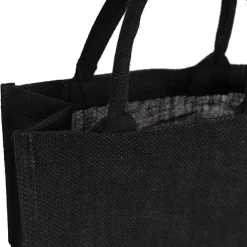 Jute Reusable Shopping Carry Bag Black (25Wx12Gx20cmH)