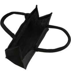 Jute Reusable Shopping Carry Bag Black (25Wx12Gx20cmH)