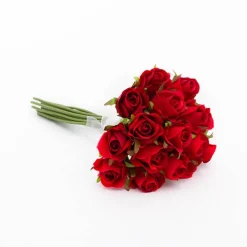 Katie Rose Bouquet with 16 Flowers Bright Red (25cmH)