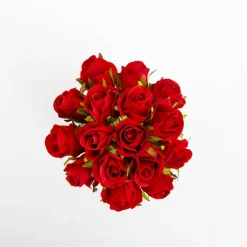 Katie Rose Bouquet with 16 Flowers Bright Red (25cmH)