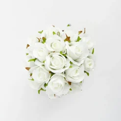 Katie Rose Bouquet with 16 Flowers White (25cmH)