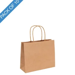 Kraft Paper Bag Boutique Med Brown Pk10 (220Wx80Gx180mmH)