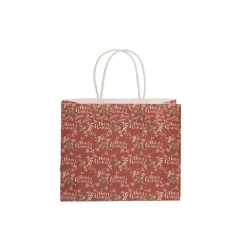 Kraft Paper Bag Boutique Merry Xmas Pk10 (220Wx80Gx180mmH)