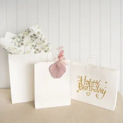 Kraft Paper Bag Boutique Jumbo White Pk10 (450Wx100Gx350mmH)