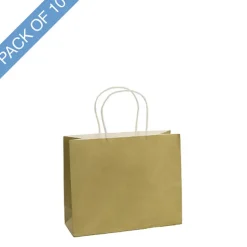 Kraft Paper Bag Boutique Medium Gold Pk10 (220Wx80Gx180mmH)