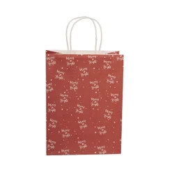 Kraft Paper Bag Med Merry Bright Red Pk10 (205Wx110Gx275mmH)