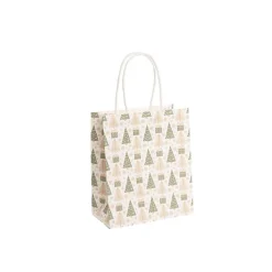 Kraft Paper Bag Mini Xmas Trees White Pk10 (140Wx75Gx165mmH)