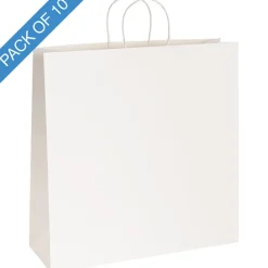 Kraft Paper Bag Shopper Giant White Pk10 (450Wx150Gx430mmH)