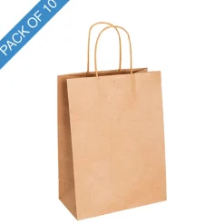 Kraft Paper Bag Shopper Large Brown Pk10 (240Wx120Gx355mmH)