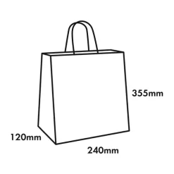 Kraft Paper Bag Shopper Large White Pk10 (240Wx120Gx355mmH)