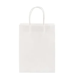 Kraft Paper Bag Shopper Large White Pk10 (240Wx120Gx355mmH)
