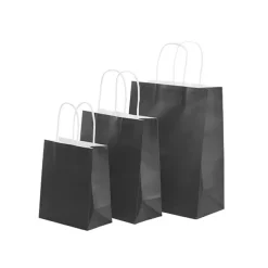 Kraft Paper Bag Shopper Medium Black Pk10 (205Wx110Gx275mmH)