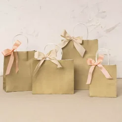 Kraft Paper Bag Shopper Medium Gold Pk10 (205Wx110Gx275mmH)