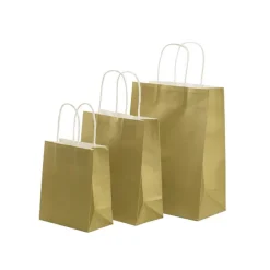 Kraft Paper Bag Shopper Medium Gold Pk10 (205Wx110Gx275mmH)