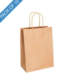 Kraft Paper Bag Shopper Medium Brown Pk10 (205Wx110Gx275mmH)