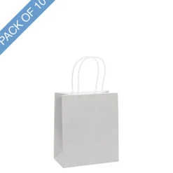 Kraft Paper Bag Shopper Mini Silver Pk10 (140Wx75Gx165mmH)