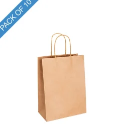 Kraft Paper Bag Shopper Small Brown Pk10 (180Wx85Gx215mmH)