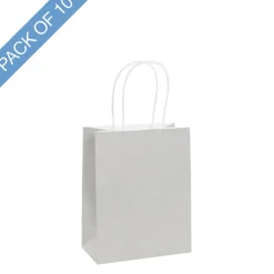 Kraft Paper Bag Shopper Small Silver Pk10 (180Wx85Gx215mmH)