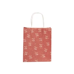 Kraft Paper Bag Small Merry Bright Red Pk10(180Wx85Gx215mmH)
