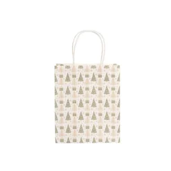 Kraft Paper Bag Small Xmas Trees White Pk10(180Wx85Gx215mmH)